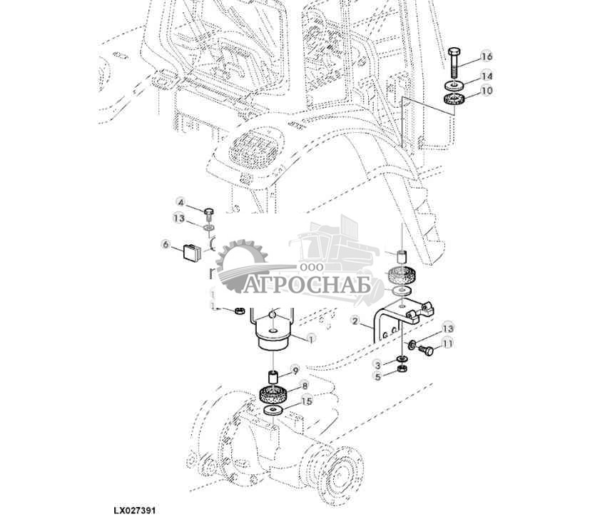 КРЕПЛЕНИЯ КАБИНЫ (БЕЗ ПОДВЕСКИ) 
